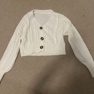 Women's White Cable Knit Sweater